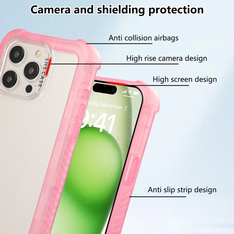 For iPhone 15 Plus Transparent Matte TPU Hybrid PC 3-in-1 Phone Case