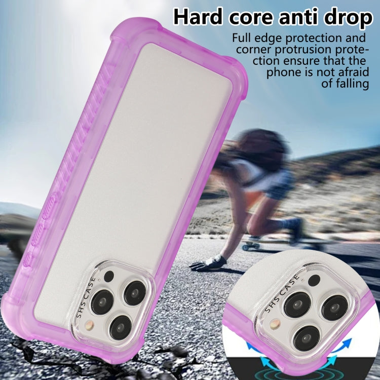 For iPhone 15 Transparent Matte TPU Hybrid PC 3-in-1 Phone Case