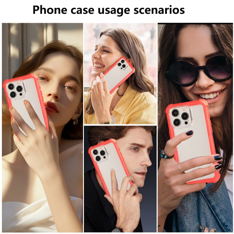 For iPhone 15 Transparent Matte TPU Hybrid PC 3-in-1 Phone Case