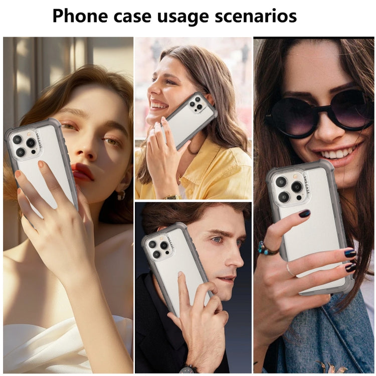 For iPhone 14 Plus Transparent Matte TPU Hybrid PC 3-in-1 Phone Case