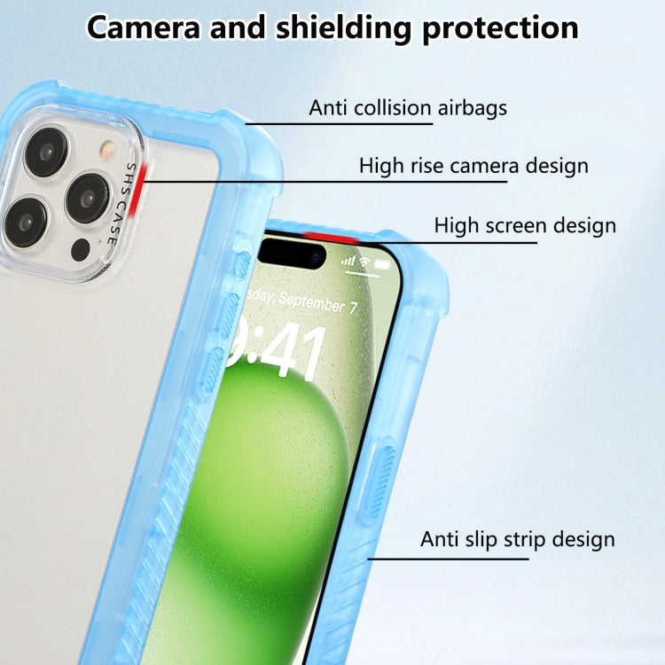 For iPhone 14 Plus Transparent Matte TPU Hybrid PC 3-in-1 Phone Case
