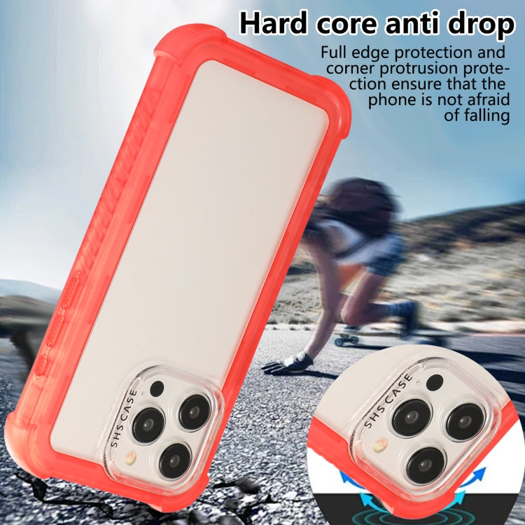 For iPhone 14 Transparent Matte TPU Hybrid PC 3-in-1 Phone Case