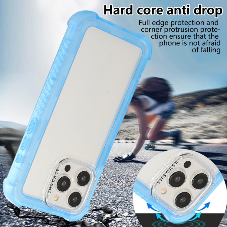 For iPhone 14 Transparent Matte TPU Hybrid PC 3-in-1 Phone Case