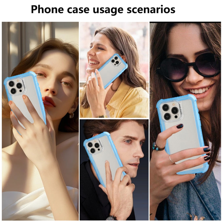 For iPhone 14 Transparent Matte TPU Hybrid PC 3-in-1 Phone Case