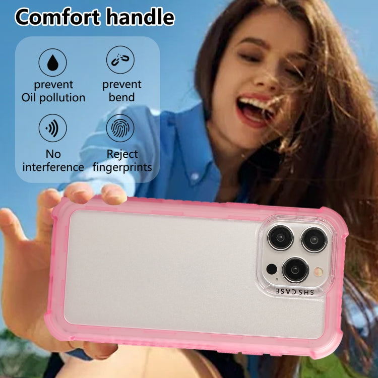 For iPhone 14 Transparent Matte TPU Hybrid PC 3-in-1 Phone Case