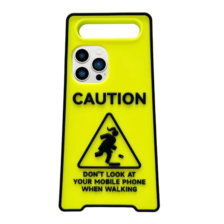 For iPhone 13 Pro Max Warning Signs Noctilucent Silicone Phone Case