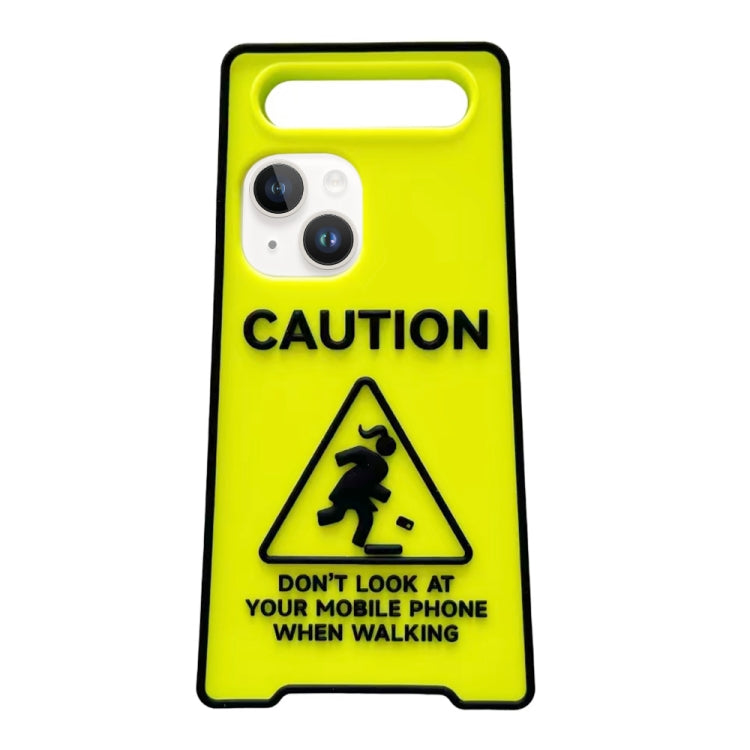 For iPhone 13 Warning Signs Noctilucent Silicone Phone Case