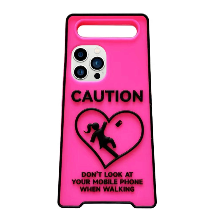 For iPhone 12 Pro Max Warning Signs Noctilucent Silicone Phone Case