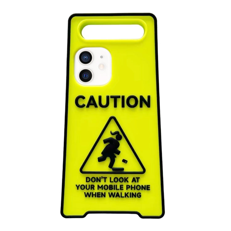 For iPhone 11 Warning Signs Noctilucent Silicone Phone Case