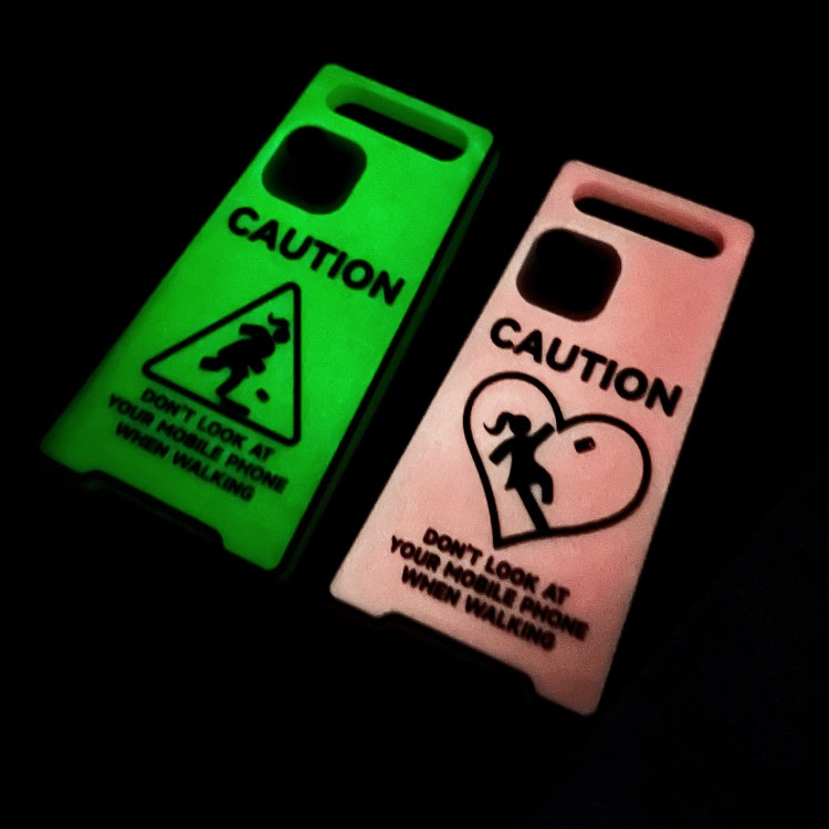 For iPhone 12 Pro Max Warning Signs Noctilucent Silicone Phone Case