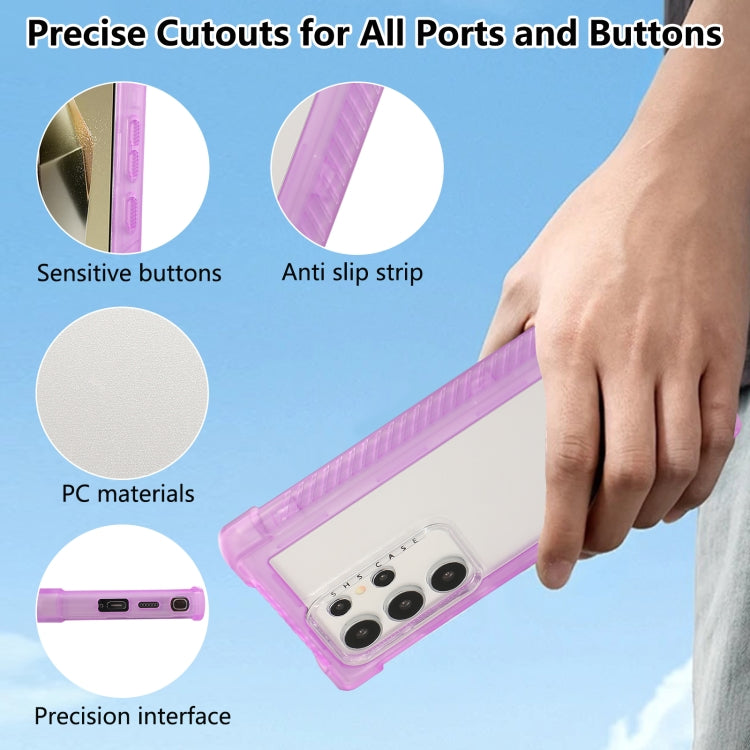 For Samsung Galaxy S24 Ultra 5G Transparent Matte TPU Hybrid PC 3-in-1 Phone Case