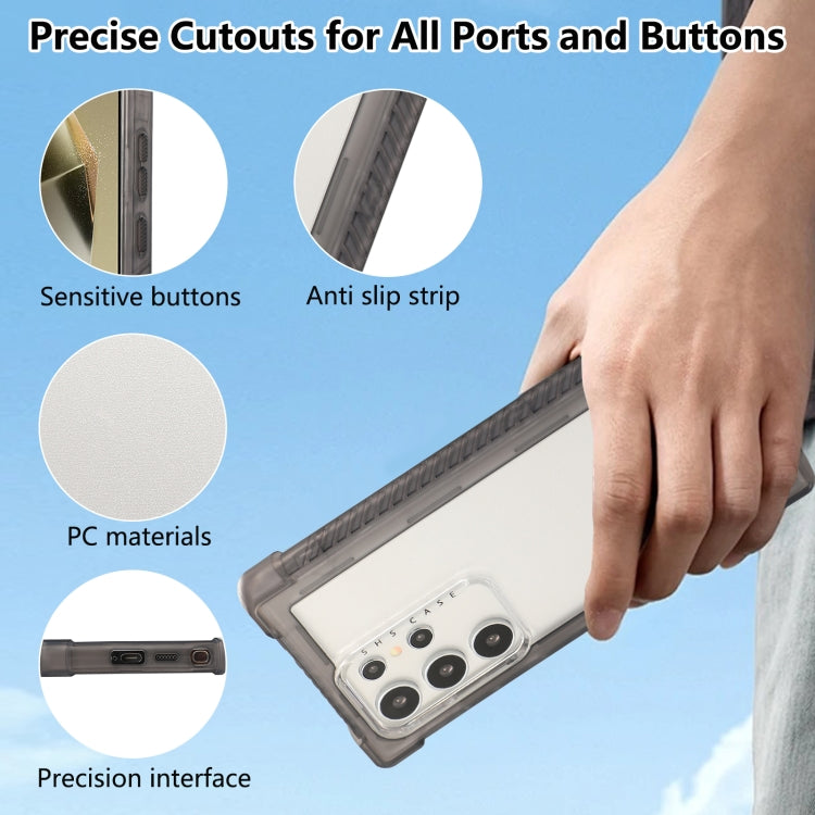 For Samsung Galaxy S24 Ultra 5G Transparent Matte TPU Hybrid PC 3-in-1 Phone Case