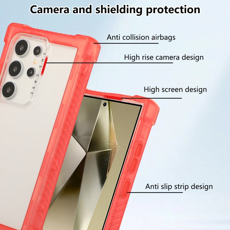 For Samsung Galaxy S24 Ultra 5G Transparent Matte TPU Hybrid PC 3-in-1 Phone Case