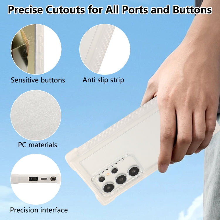 For Samsung Galaxy S24 Ultra 5G Transparent Matte TPU Hybrid PC 3-in-1 Phone Case