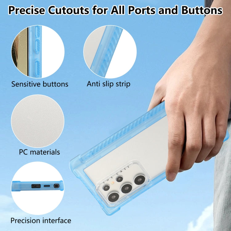 For Samsung Galaxy S24 Ultra 5G Transparent Matte TPU Hybrid PC 3-in-1 Phone Case