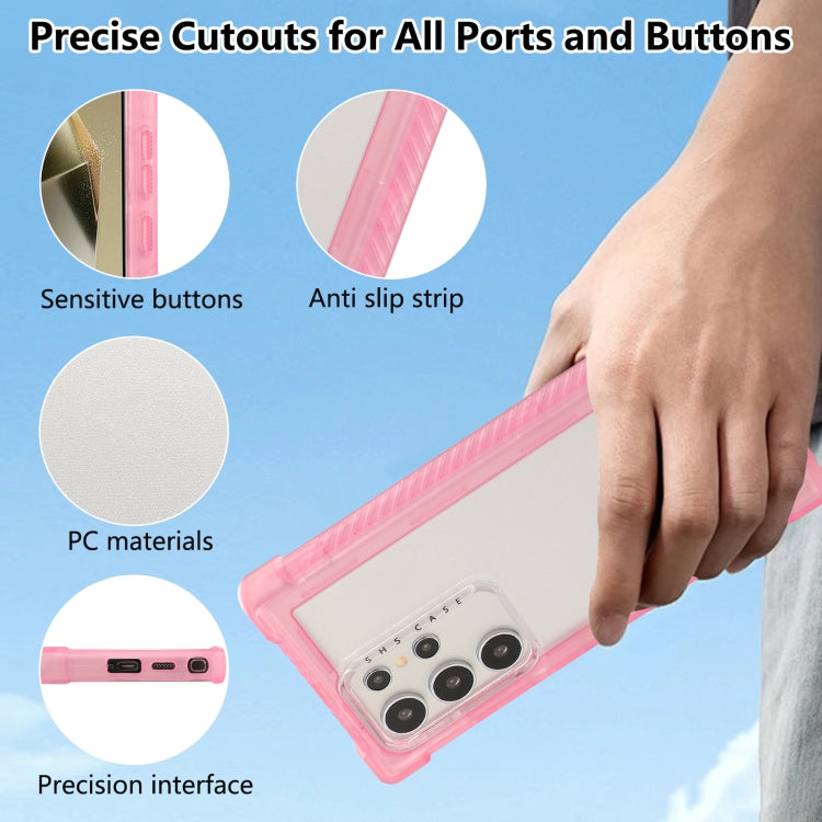 For Samsung Galaxy S24 Ultra 5G Transparent Matte TPU Hybrid PC 3-in-1 Phone Case
