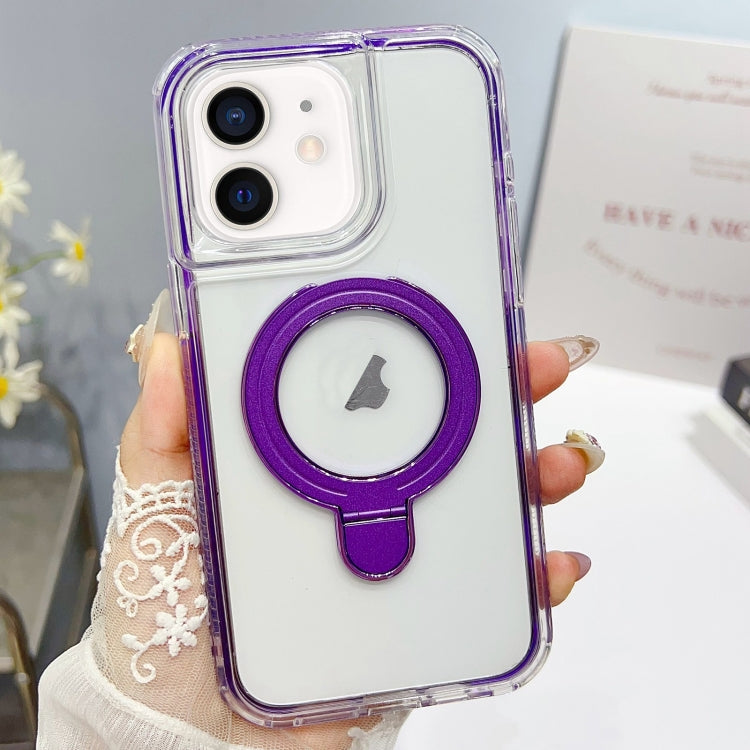 For iPhone 12 / 12 Pro Translucent 3 in 1 Holder MagSafe Phone Case