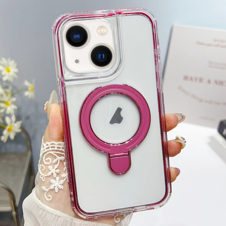 For iPhone 15 Translucent 3 in 1 Holder MagSafe Phone Case