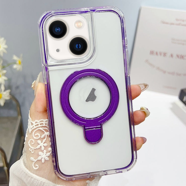 For iPhone 15 Translucent 3 in 1 Holder MagSafe Phone Case