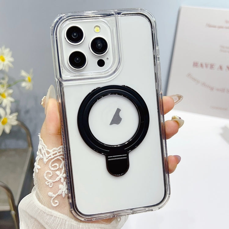 For iPhone 15 Pro Translucent 3 in 1 Holder MagSafe Phone Case