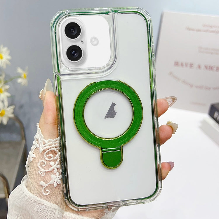 For iPhone 16 Translucent 3 in 1 Holder MagSafe Phone Case