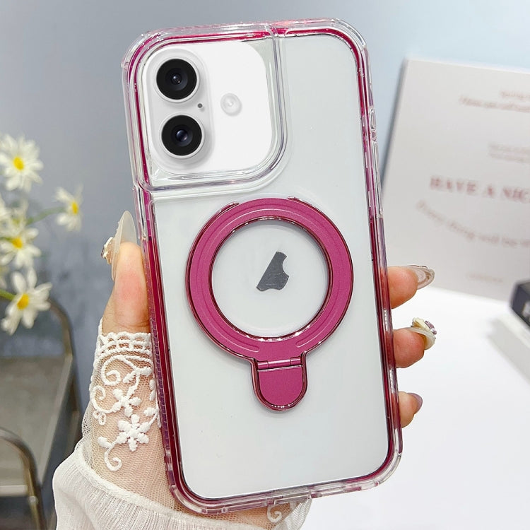 For iPhone 16 Translucent 3 in 1 Holder MagSafe Phone Case