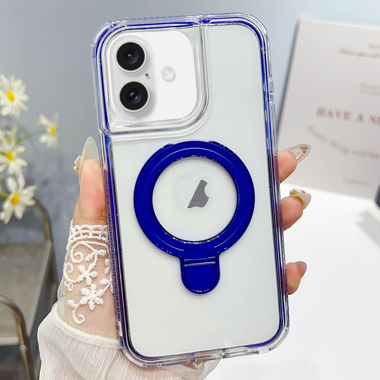For iPhone 16 Translucent 3 in 1 Holder MagSafe Phone Case