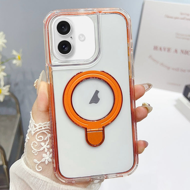For iPhone 16 Plus Translucent 3 in 1 Holder MagSafe Phone Case