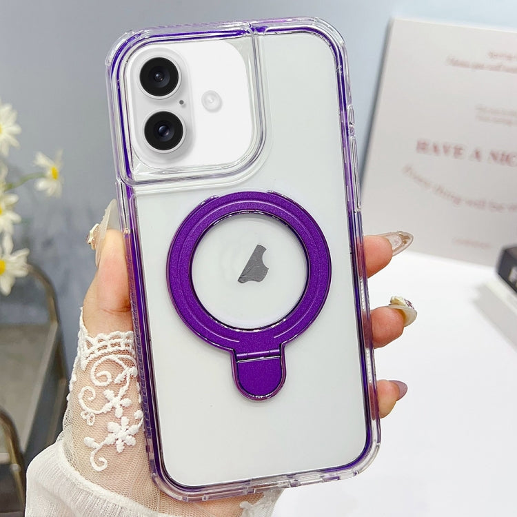 For iPhone 16 Plus Translucent 3 in 1 Holder MagSafe Phone Case