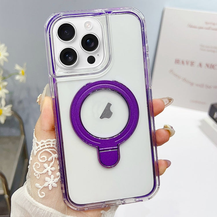 For iPhone 16 Pro Translucent 3 in 1 Holder MagSafe Phone Case
