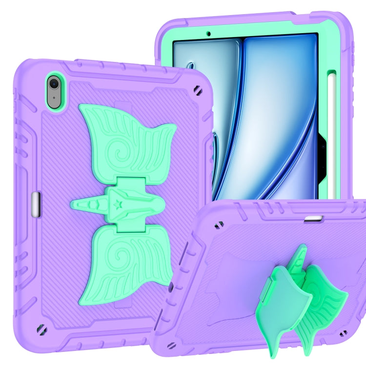 For iPad Air 11 2026 / 2025 / 2024 Kickstand PC Hybrid Silicone Tablet Case with Strap