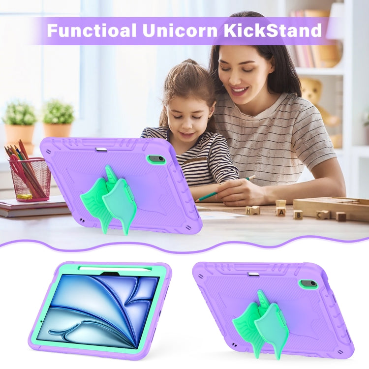 For iPad Air 11 2026 / 2025 / 2024 Kickstand PC Hybrid Silicone Tablet Case with Strap