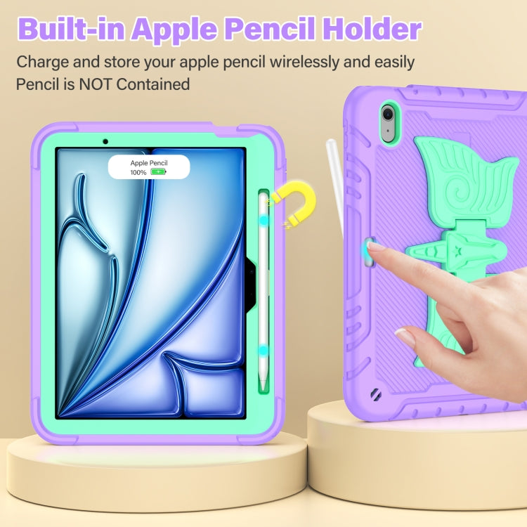 For iPad Air 11 2026 / 2025 / 2024 Kickstand PC Hybrid Silicone Tablet Case with Strap