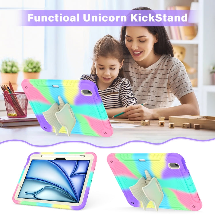 For iPad Air 11 2026 / 2025 / 2024 Kickstand PC Hybrid Silicone Tablet Case with Strap
