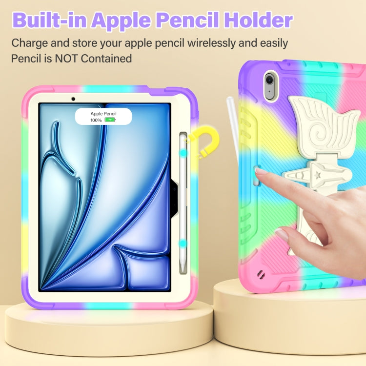 For iPad Air 11 2026 / 2025 / 2024 Kickstand PC Hybrid Silicone Tablet Case with Strap