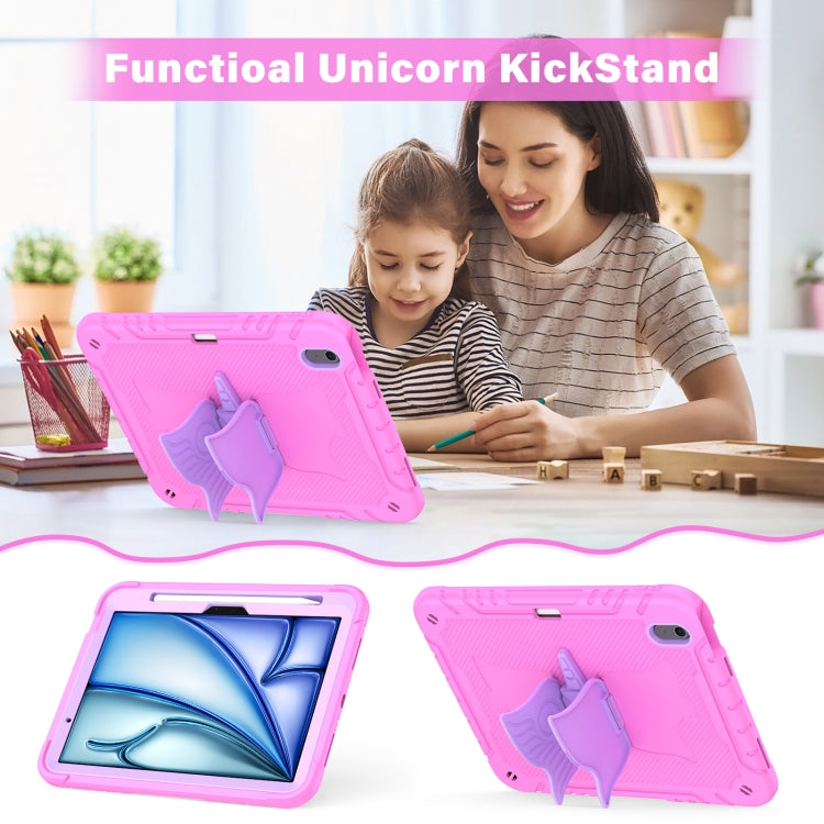 For iPad Air 11 2026 / 2025 / 2024 Kickstand PC Hybrid Silicone Tablet Case with Strap