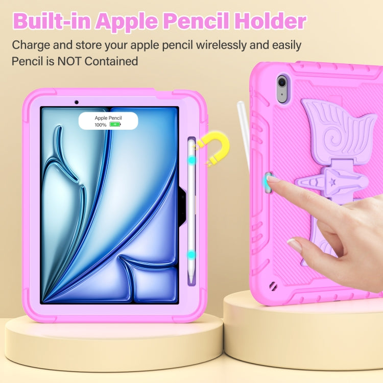 For iPad Air 11 2026 / 2025 / 2024 Kickstand PC Hybrid Silicone Tablet Case with Strap