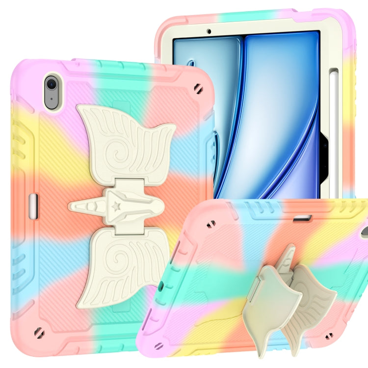 For iPad Air 11 2026 / 2025 / 2024 Kickstand PC Hybrid Silicone Tablet Case with Strap