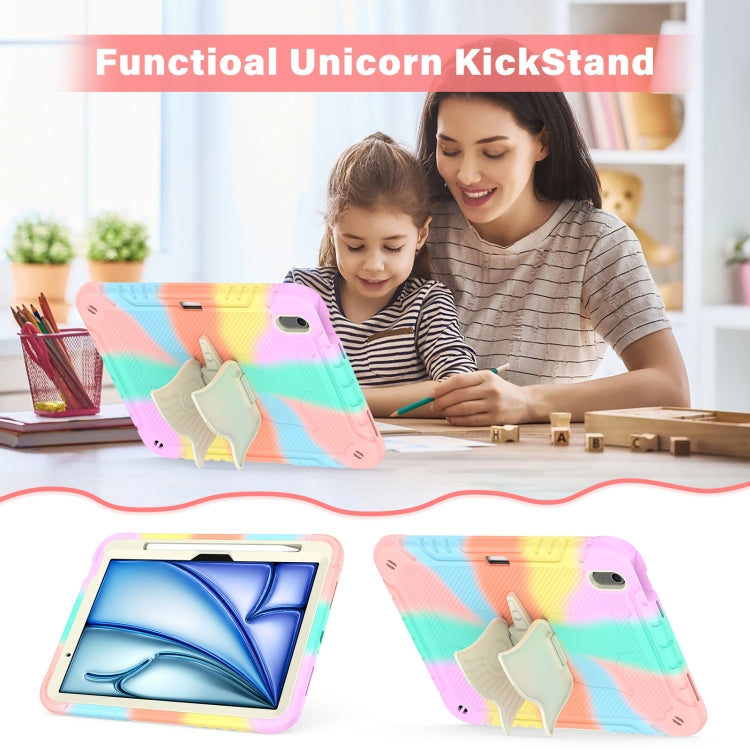 For iPad Air 11 2026 / 2025 / 2024 Kickstand PC Hybrid Silicone Tablet Case with Strap