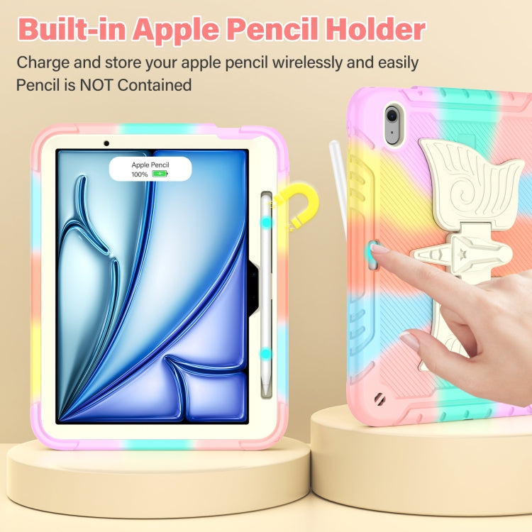 For iPad Air 11 2026 / 2025 / 2024 Kickstand PC Hybrid Silicone Tablet Case with Strap