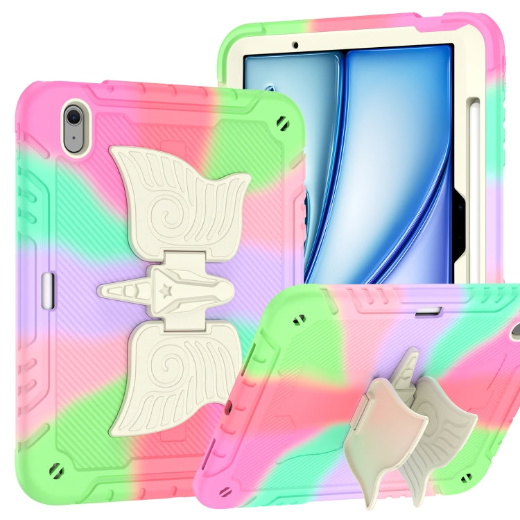 For iPad Air 11 2026 / 2025 / 2024 Kickstand PC Hybrid Silicone Tablet Case with Strap
