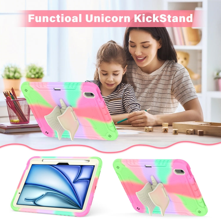 For iPad Air 11 2026 / 2025 / 2024 Kickstand PC Hybrid Silicone Tablet Case with Strap
