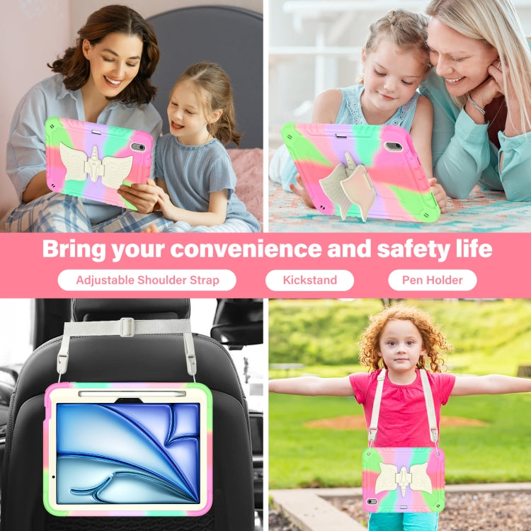 For iPad Air 11 2026 / 2025 / 2024 Kickstand PC Hybrid Silicone Tablet Case with Strap