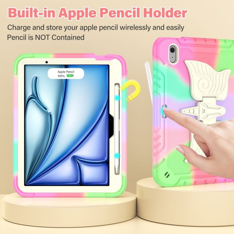 For iPad Air 11 2026 / 2025 / 2024 Kickstand PC Hybrid Silicone Tablet Case with Strap