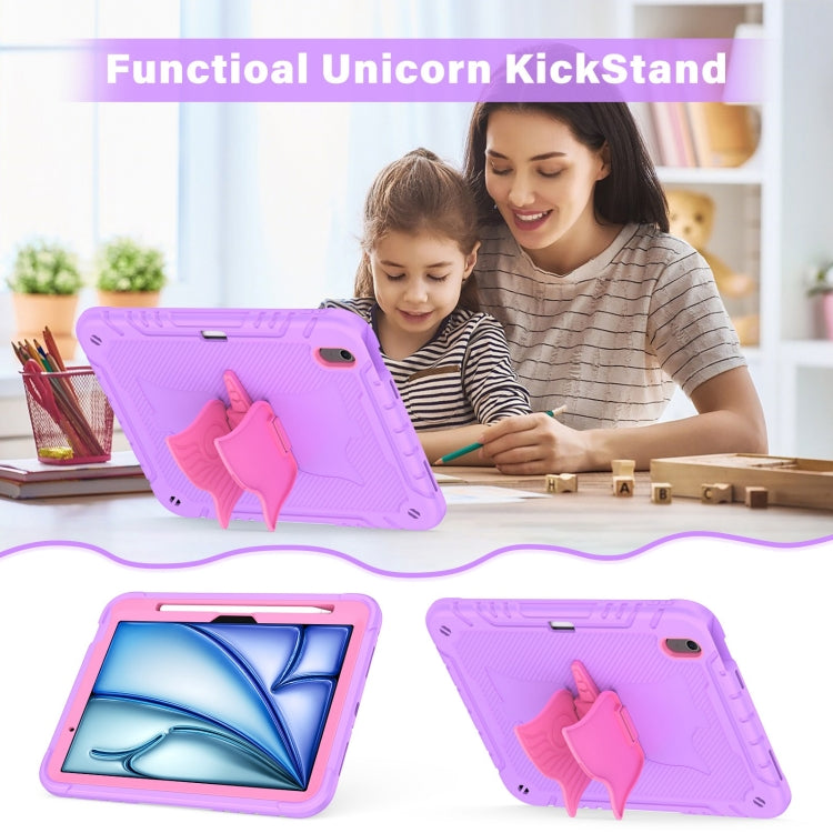 For iPad Air 11 2026 / 2025 / 2024 Kickstand PC Hybrid Silicone Tablet Case with Strap