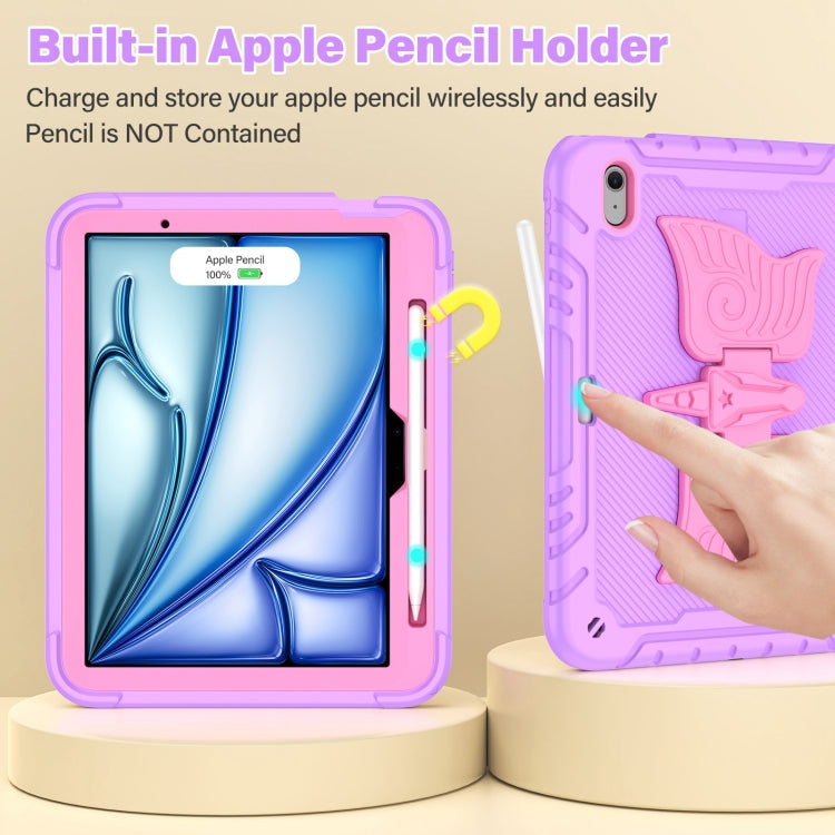 For iPad Air 11 2026 / 2025 / 2024 Kickstand PC Hybrid Silicone Tablet Case with Strap