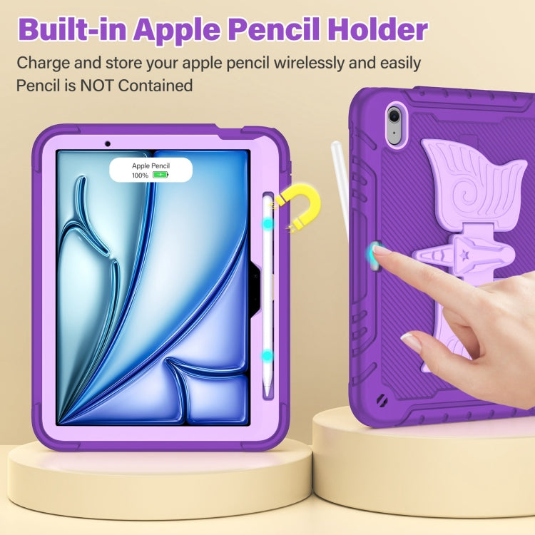 For iPad Air 11 2026 / 2025 / 2024 Kickstand PC Hybrid Silicone Tablet Case with Strap