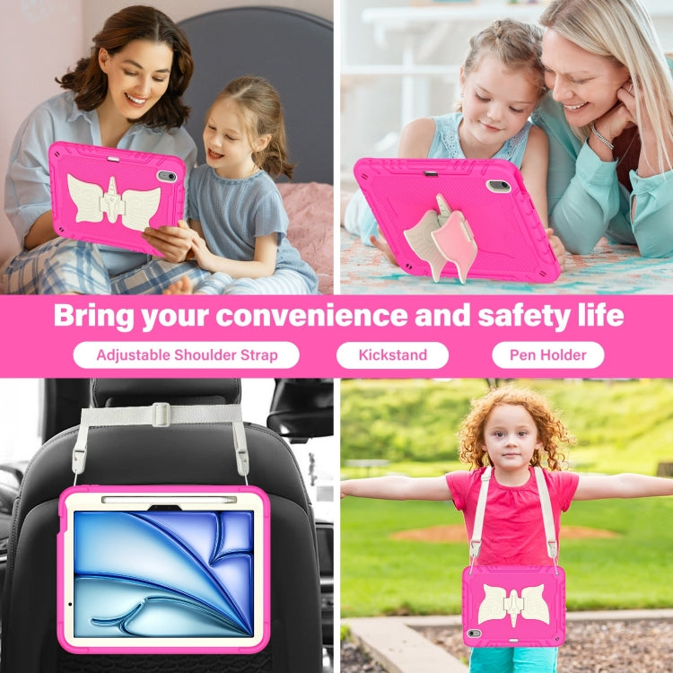 For iPad Air 11 2026 / 2025 / 2024 Kickstand PC Hybrid Silicone Tablet Case with Strap