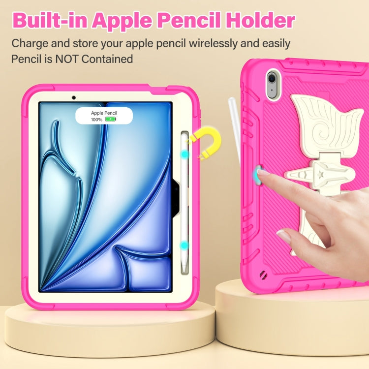 For iPad Air 11 2026 / 2025 / 2024 Kickstand PC Hybrid Silicone Tablet Case with Strap