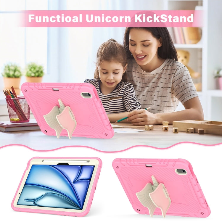 For iPad Air 11 2026 / 2025 / 2024 Kickstand PC Hybrid Silicone Tablet Case with Strap